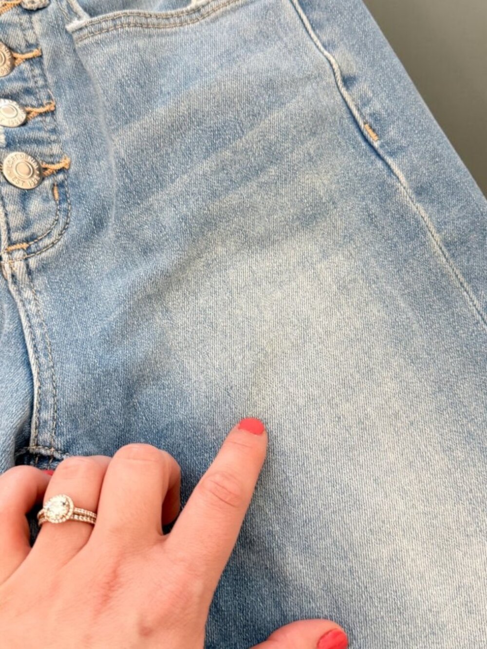 Loft High Rise Kick Crop Jeans Size 0/25P Vivid Light Let Down Hem Button Front - Picture 7 of 13